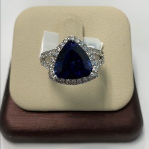6.00 CTS Lab Created Blue Sapphire Ring In Siilver